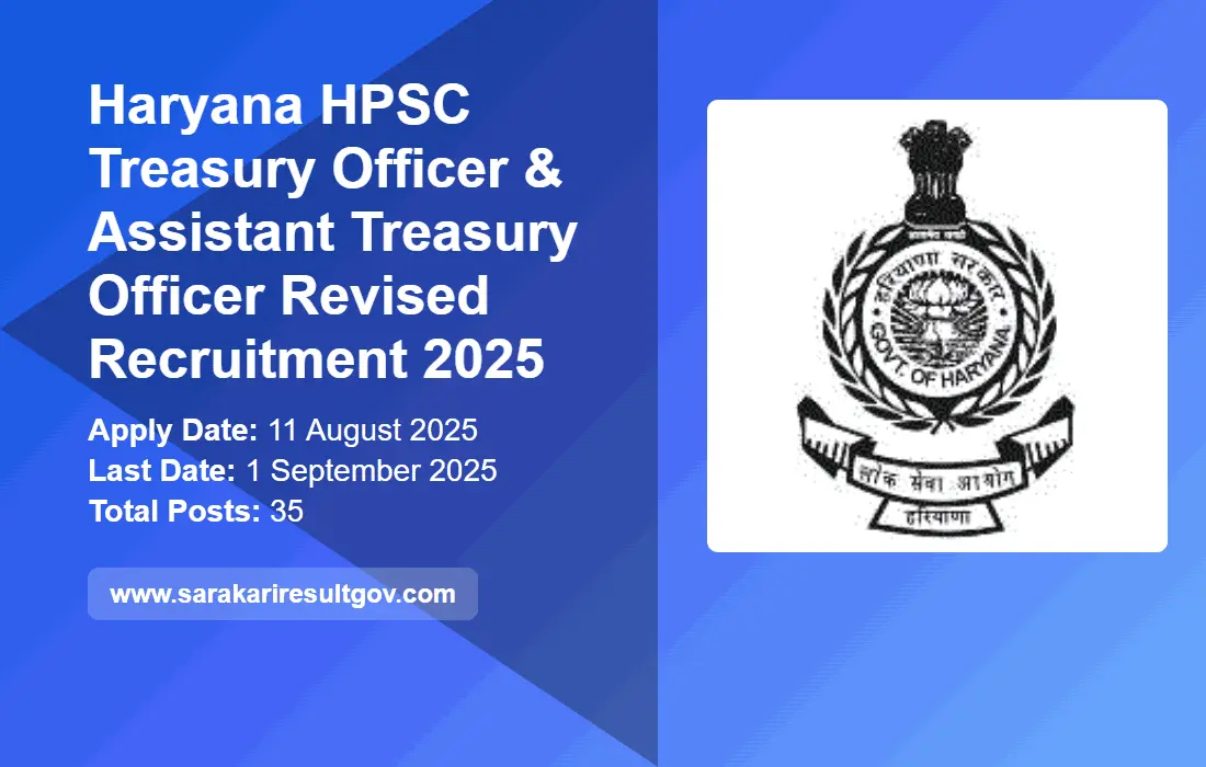 Haryana HPSC Treasury Officer & Assistant Treasury Officer Recruitment 2025
