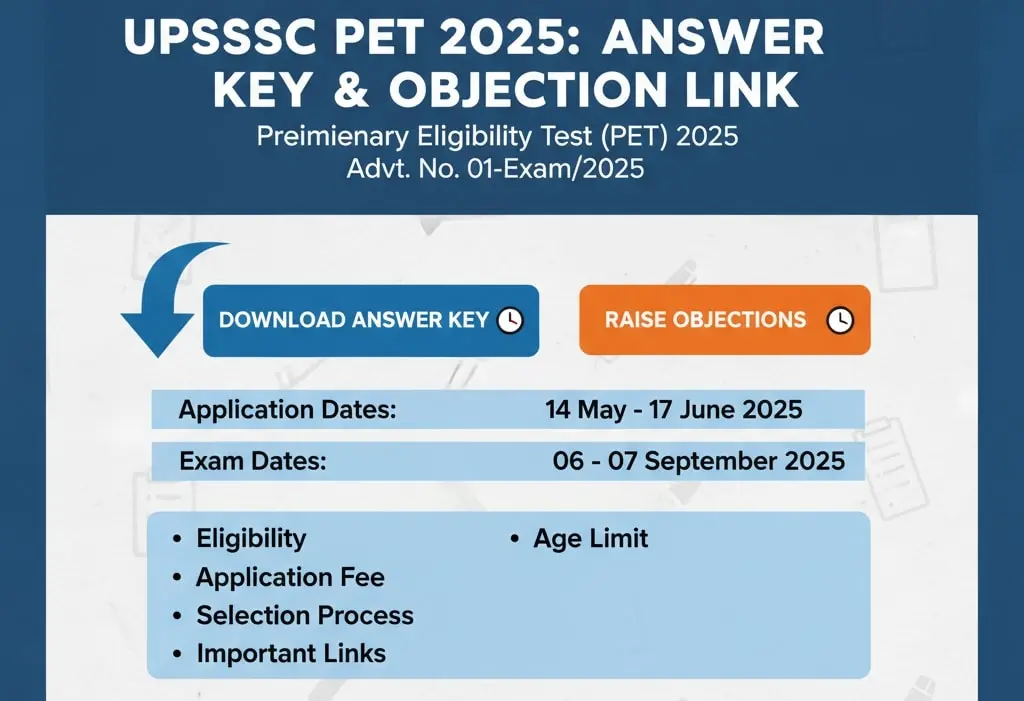 UPSSSC PET Answer Key & Objection Link 2025 